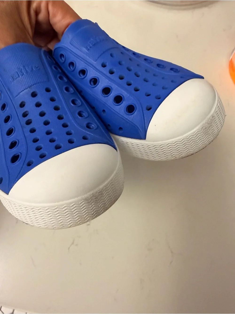 Native Kids Water Shoe in Blue and White - Slip-On EVA